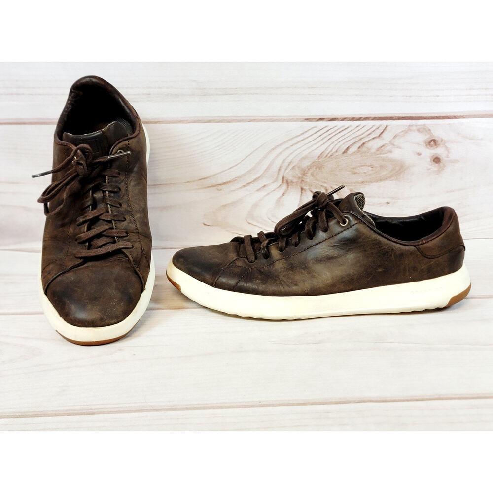 Cole Haan Mens GrandPro Tennis Sneakers Brown Leather C26535 Size 9